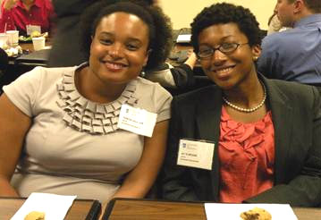 UCLA Graduate Students Portia Jackson (left) and Asya Spears spoke with California lawmakers about their research.  Portia is researching how connecting professional athletes and kids can fight childhood obesity, while Asya finds clues in people with HIV who ward off AIDS.